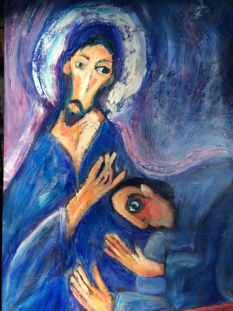 Blue Blessing painting | Olga Bakhtina