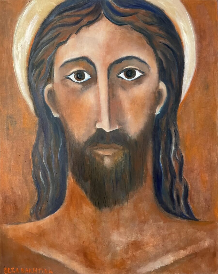 Head of Christ - Original Oil Painting by Olga Bakhtina