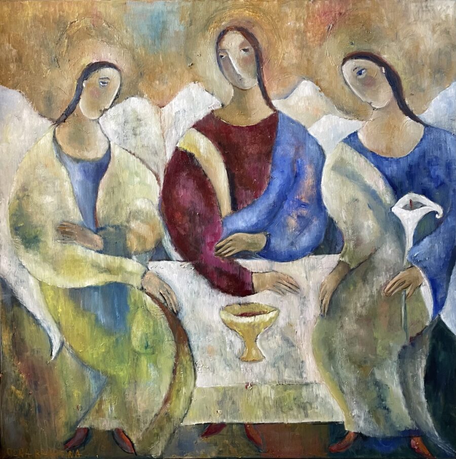 Hospitality of Abraham - Original Oil Painting by Olga Bakhtina