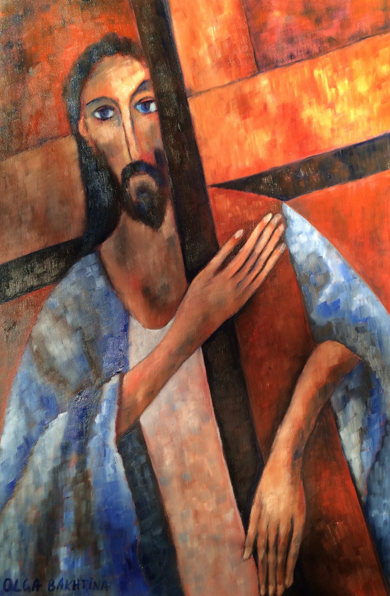 Jesus Carrying The Cross painting | Olga Bakhtina