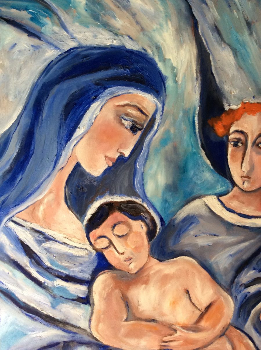 Madonna and Child /Blue Concert painting | Olga Bakhtina