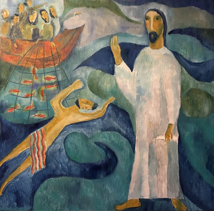 Risen Christ guides disciples to catch fish