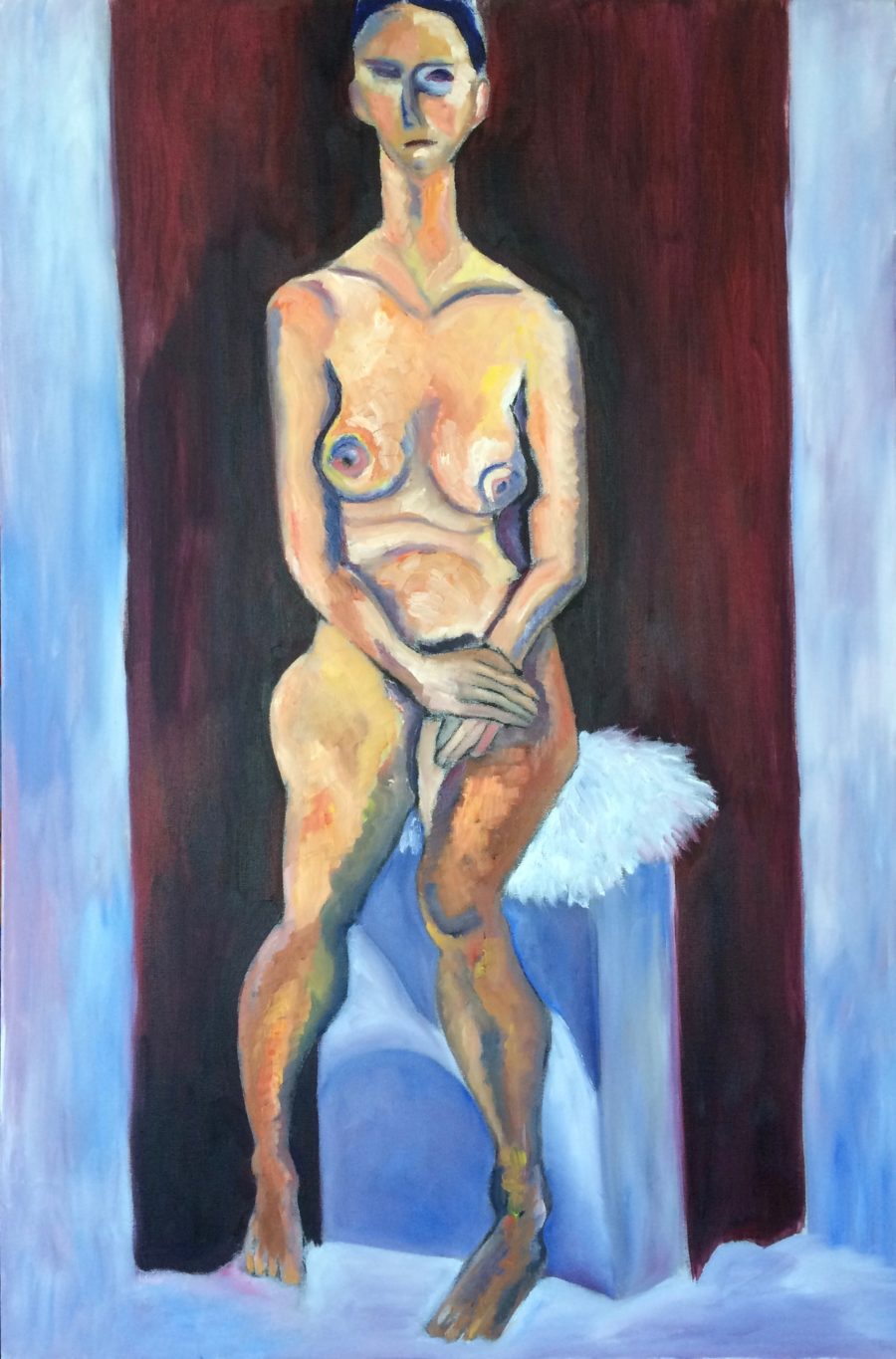 Nude on a high chair painting | Olga Bakhtina