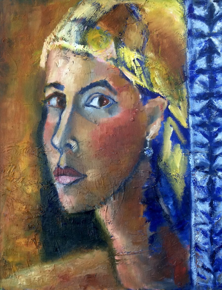 Golden girl painting | Olga Bakhtina