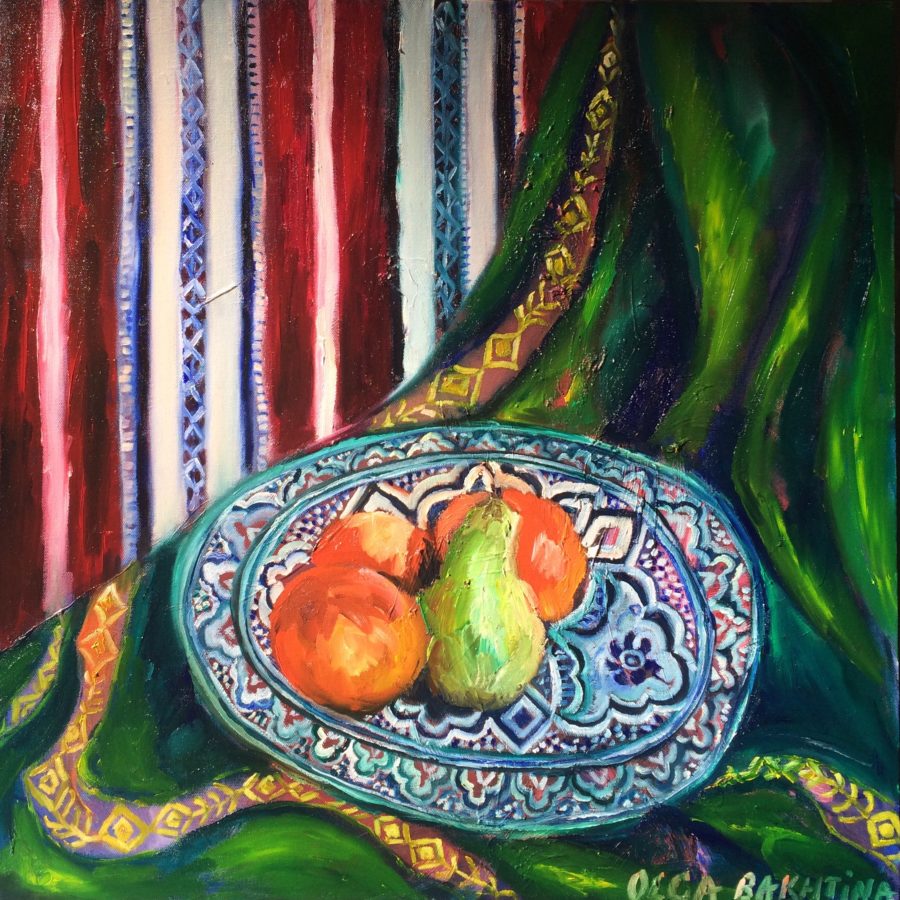Still life with Moroccan plate painting | Olga Bakhtina