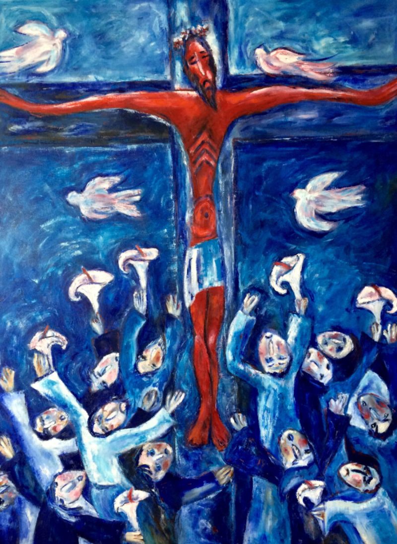 Blue Prayer - Original Oil Painting by Olga Bakhtina