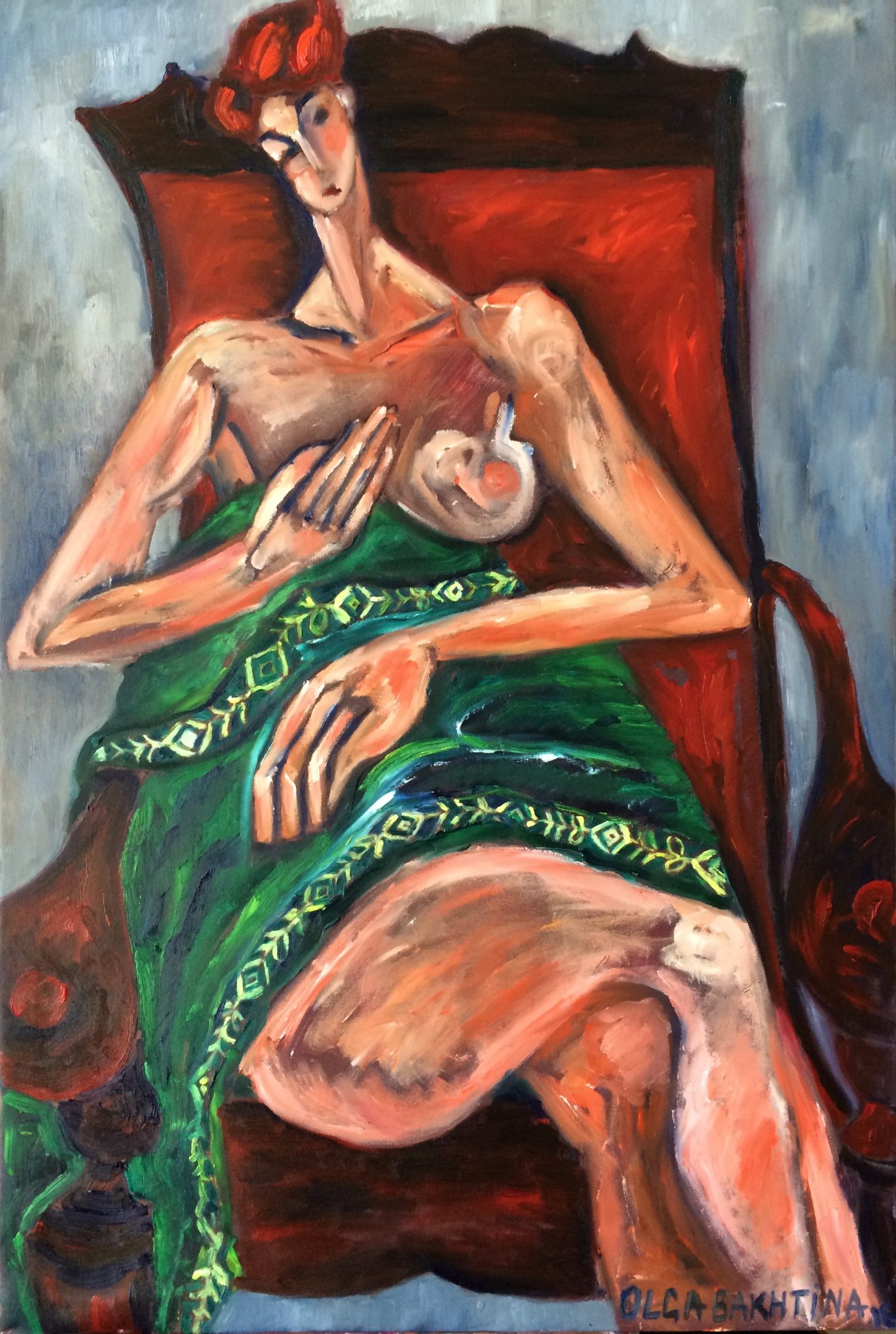 Girl in a red chair painting | Olga Bakhtina