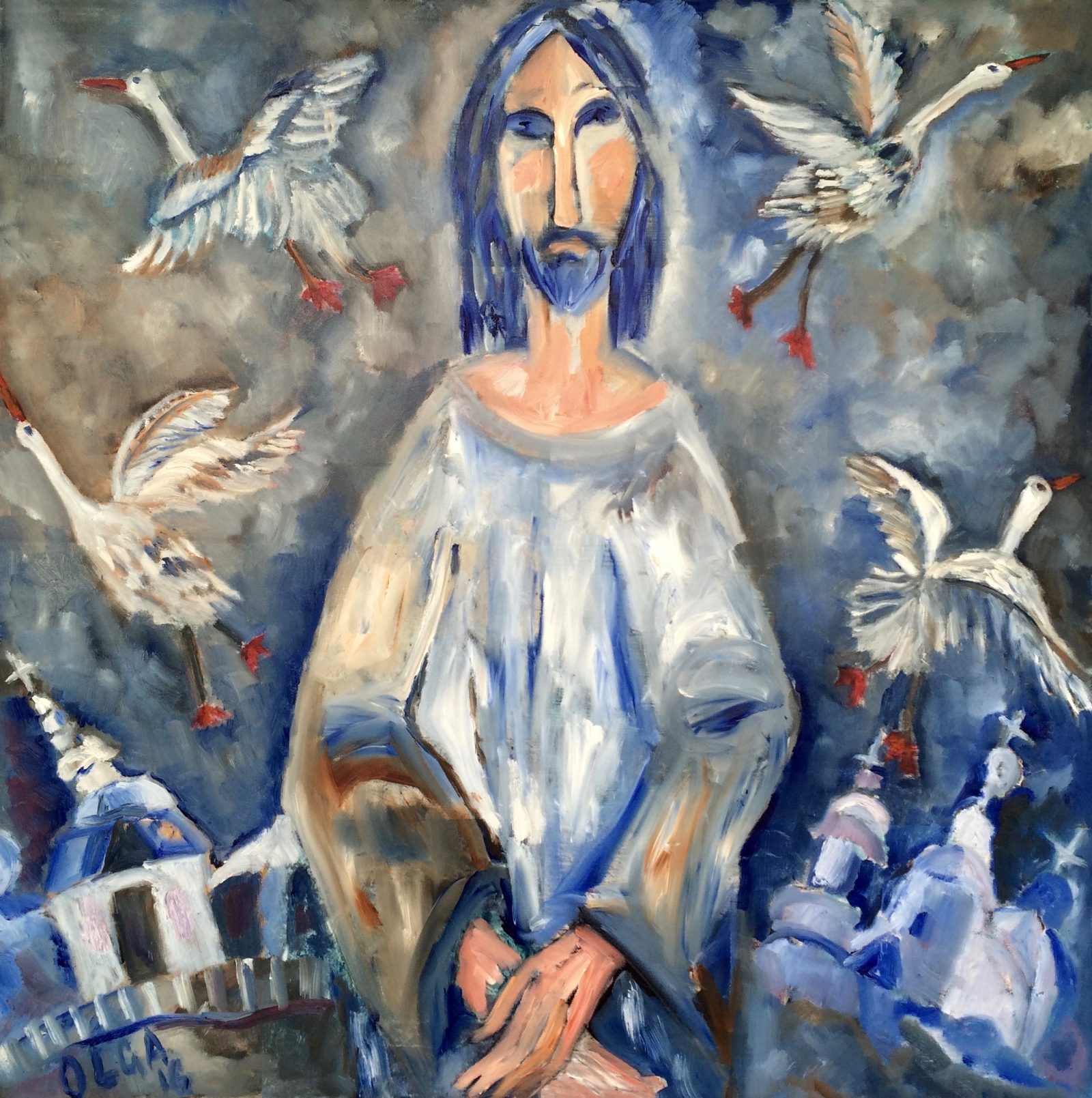 Risen Christ painting | Olga Bakhtina