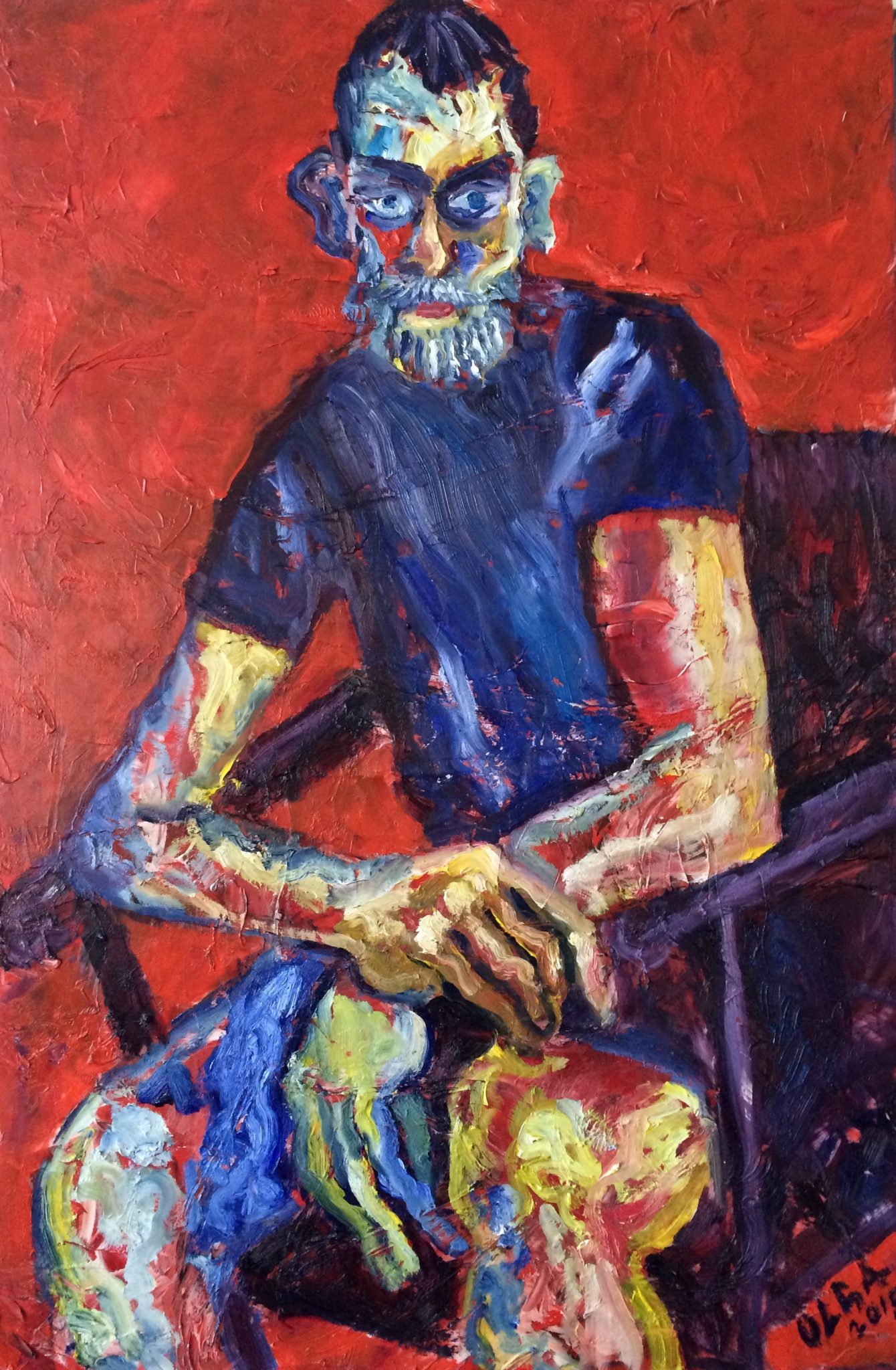 Young man in blue painting | Olga Bakhtina